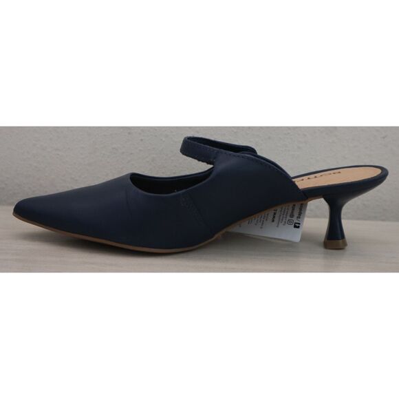 Bottero WMN Sz 6 Navy Blue Leather Botlivia Legacy Pointed Toe Kitten Heels - Picture 6 of 13